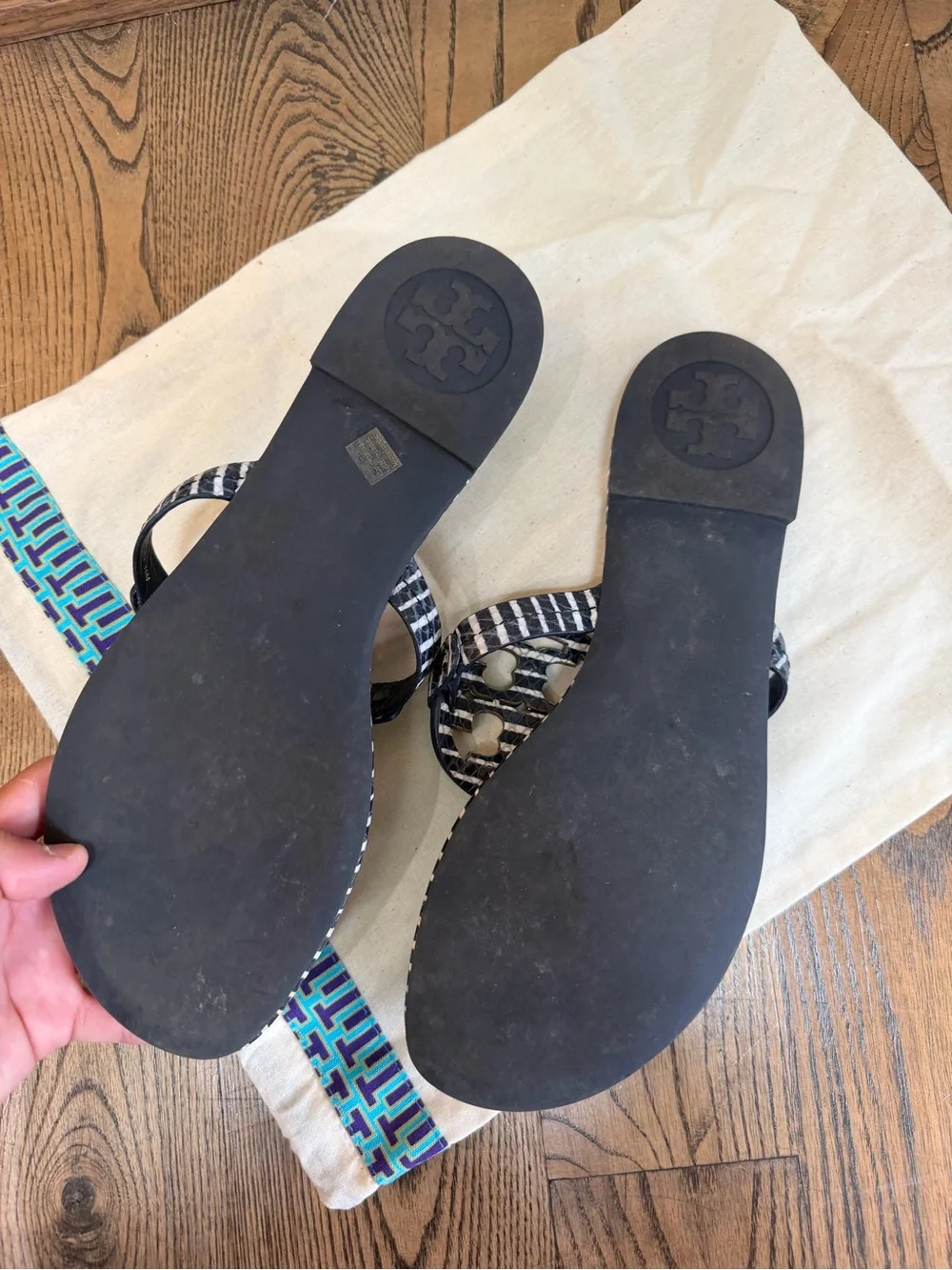 Tory Burch Miller Sandals Black and White Size 10